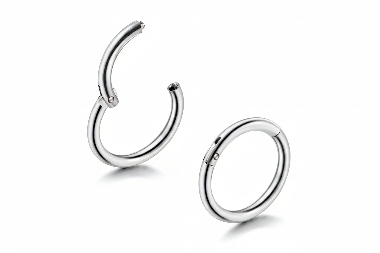 Clicker Hoop - Clicker Ring Hinged Lip Jewelry - Titanium
