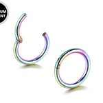 Titanium Lip Ring, Lip Hugger - 20g 18g 16g 14g Lip Piercing Hinged Ring - Clicker Hoops Steel, Gold, Rosegold, Black, Rainbow