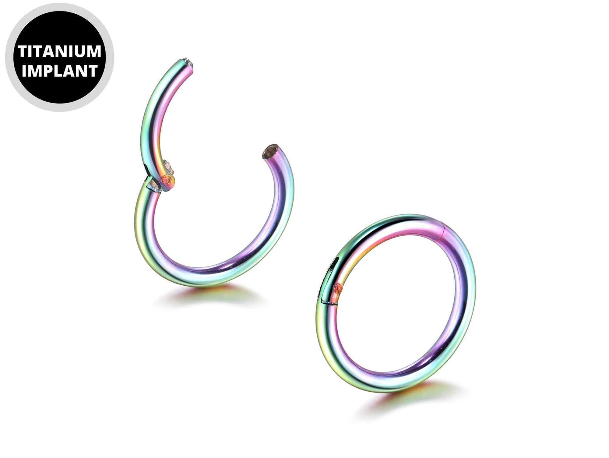 Titanium Lip Ring, Lip Hugger - 20g 18g 16g 14g Lip Piercing Hinged Ring - Clicker Hoops Steel, Gold, Rosegold, Black, Rainbow