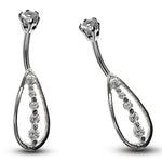 Silver Belly Button Piercing, Belly Bars - Tear Drop Belly Ring with Round Quality CZ Crystals - Navel Ring - 14g (1.6mm) Length is 10mm