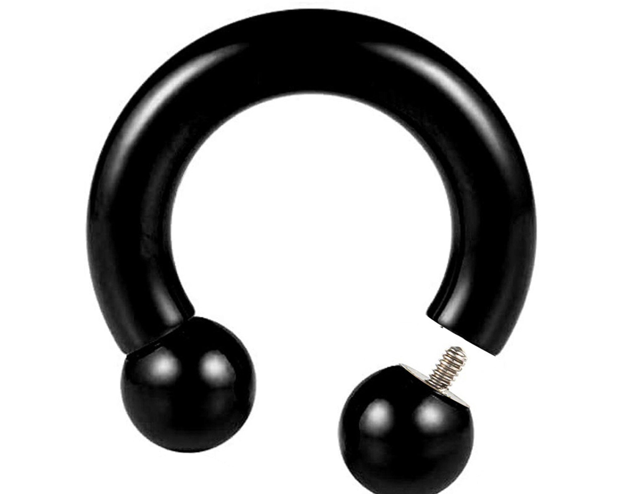 Horseshoe Ring Piercing 18g to 00g Black Septum Jewelry Bull Piercing Also for Nipple, PA Ring, Lips Internal / External Threaded