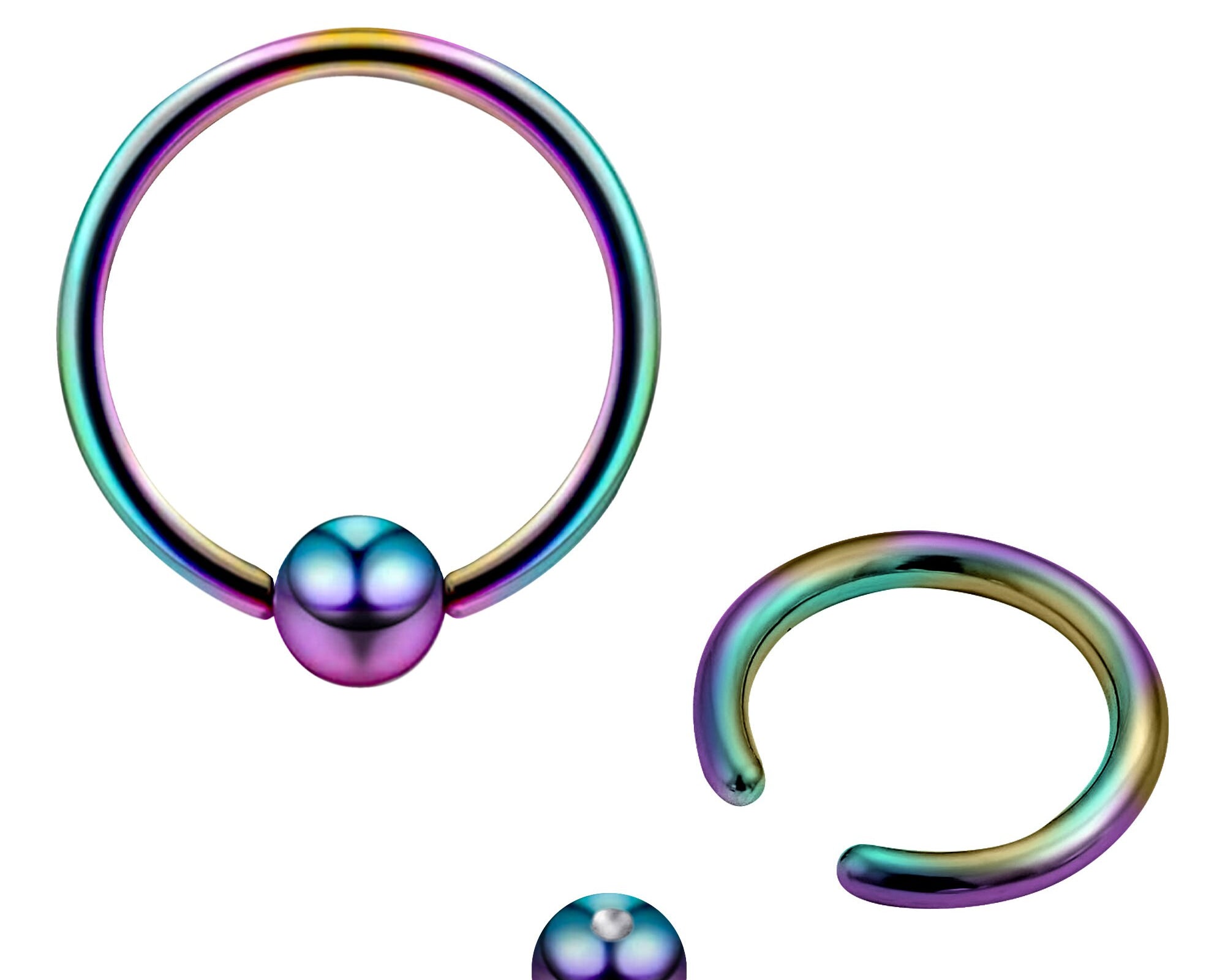 Frenulum Lip Piercing, Smile Piercing, Captive Bead Ring - Titanium Lip Ring Jewelry in many Colors - PVD Coating