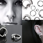 Ball Hoop Earring, CBR Closure Ball Ring with Spring Ball Ear Piercing - Titanium 12G-6G Medium - 8G to 00G Big Ear Gauge With Spring Ball