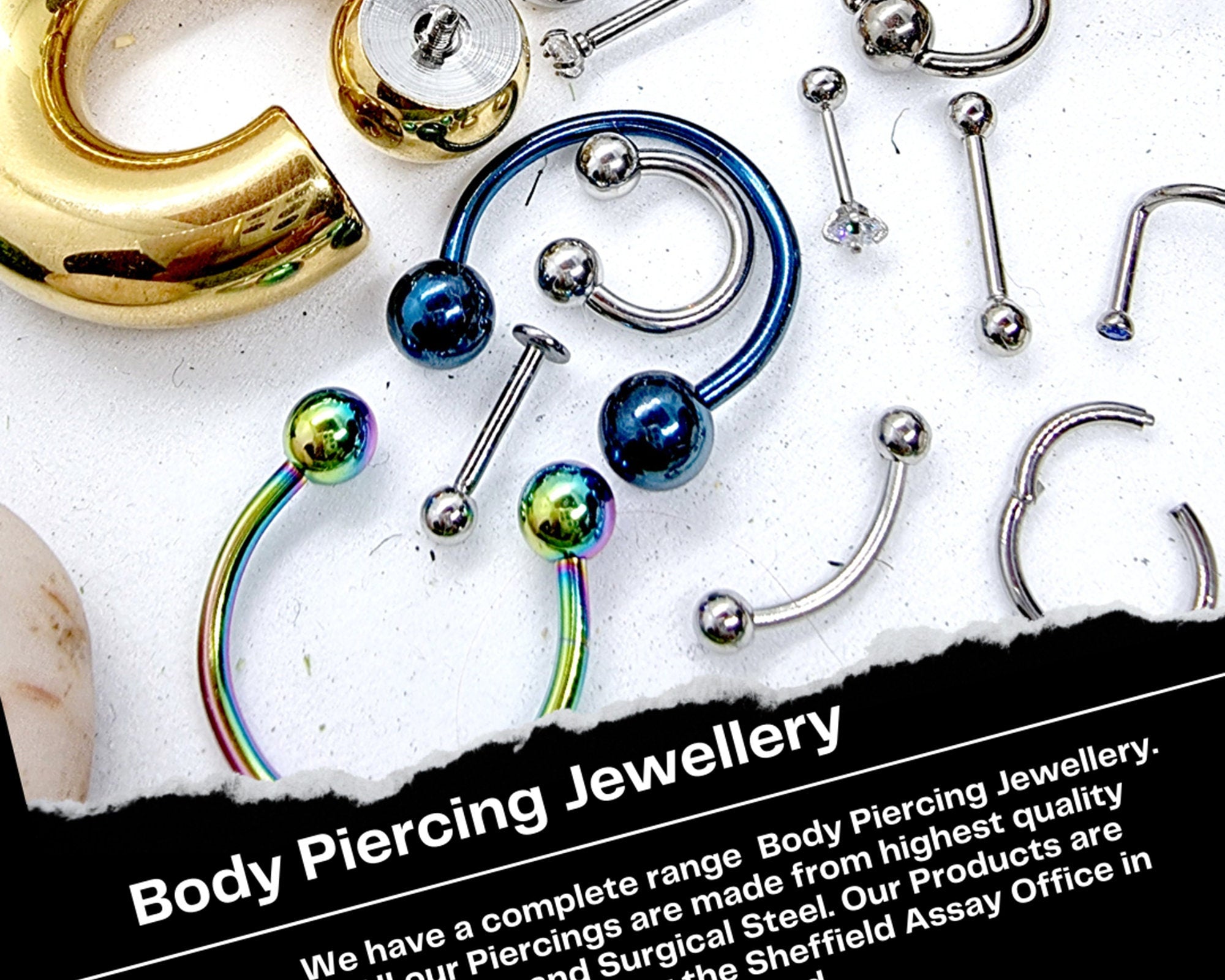 Piercing Chains for Barbells, Curved barbell, Body Jewellery Chains, Nipple Chains, Nose Bridge Chains