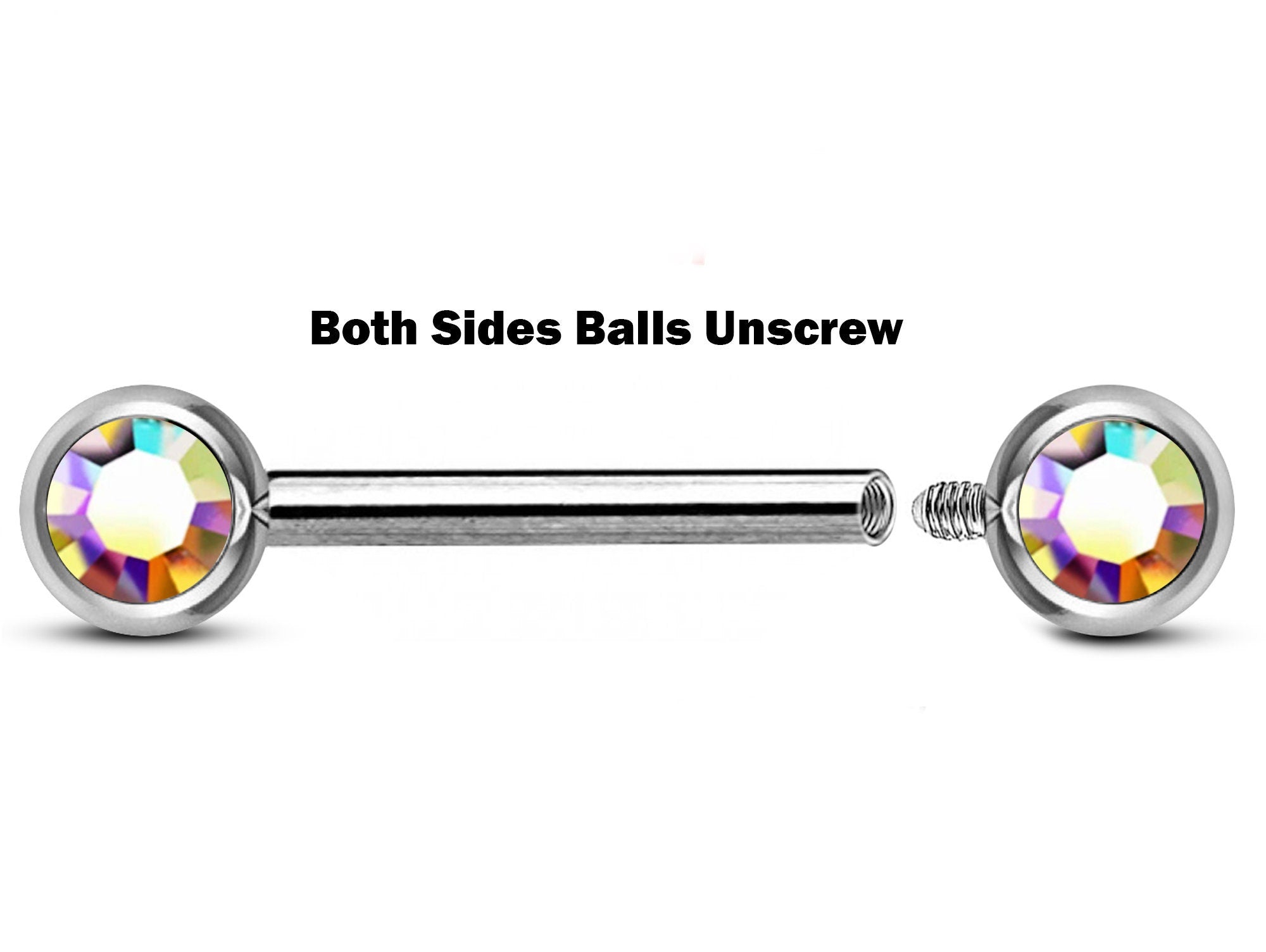 Titanium Nipple Barbell Front Gem, Nipple Jewelry Studs 16g 14g Nipple Piercing Internally Threaded