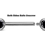 Titanium Nipple Barbell Front Gem, Nipple Jewelry Studs 16g 14g Nipple Piercing Internally Threaded