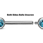 Titanium Nipple Barbell Front Gem, Nipple Jewelry Studs 16g 14g Nipple Piercing Internally Threaded