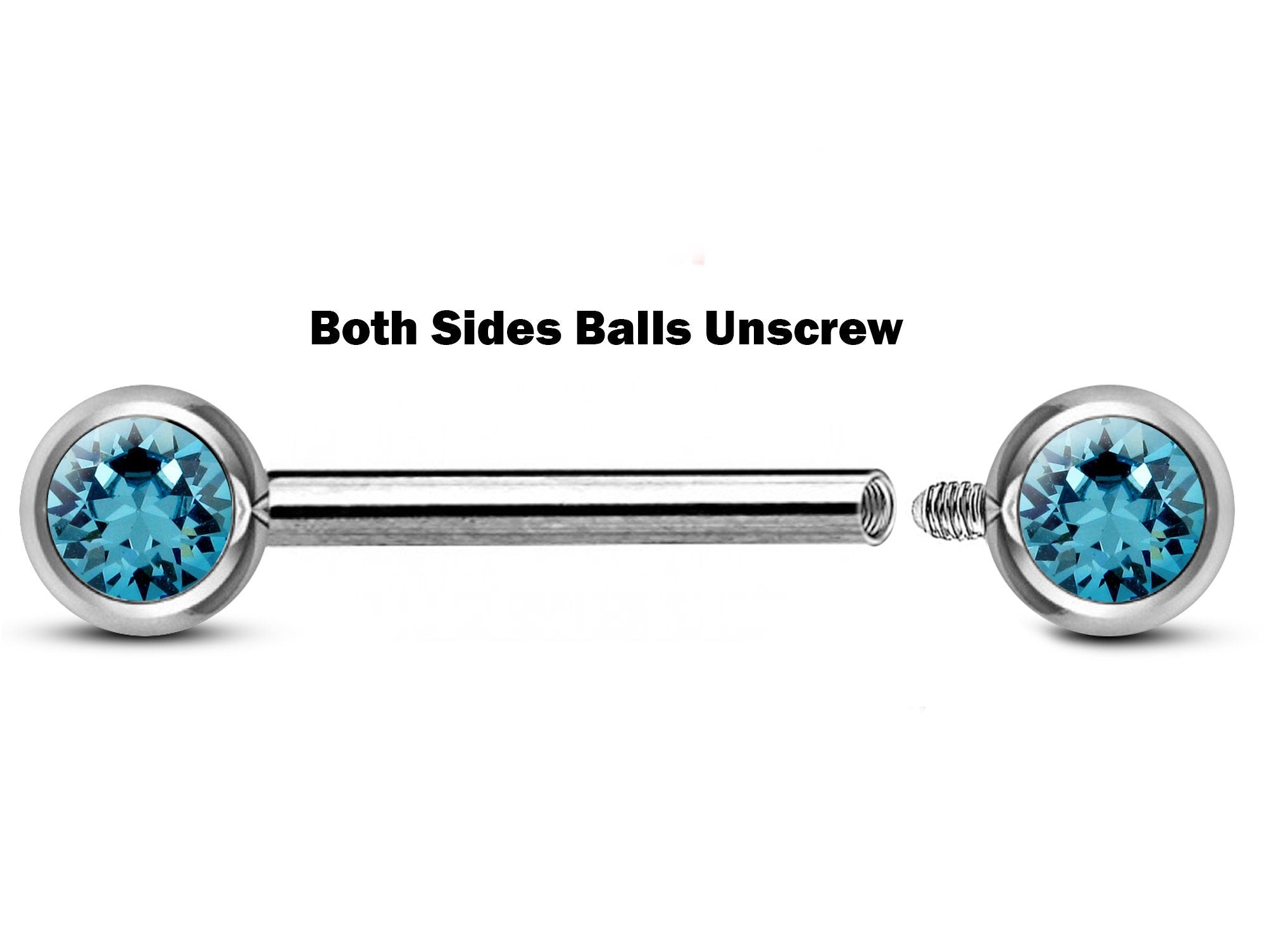 Titanium Nipple Barbell Front Gem, Nipple Jewelry Studs 16g 14g Nipple Piercing Internally Threaded