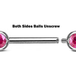 Titanium Nipple Barbell Front Gem, Nipple Jewelry Studs 16g 14g Nipple Piercing Internally Threaded