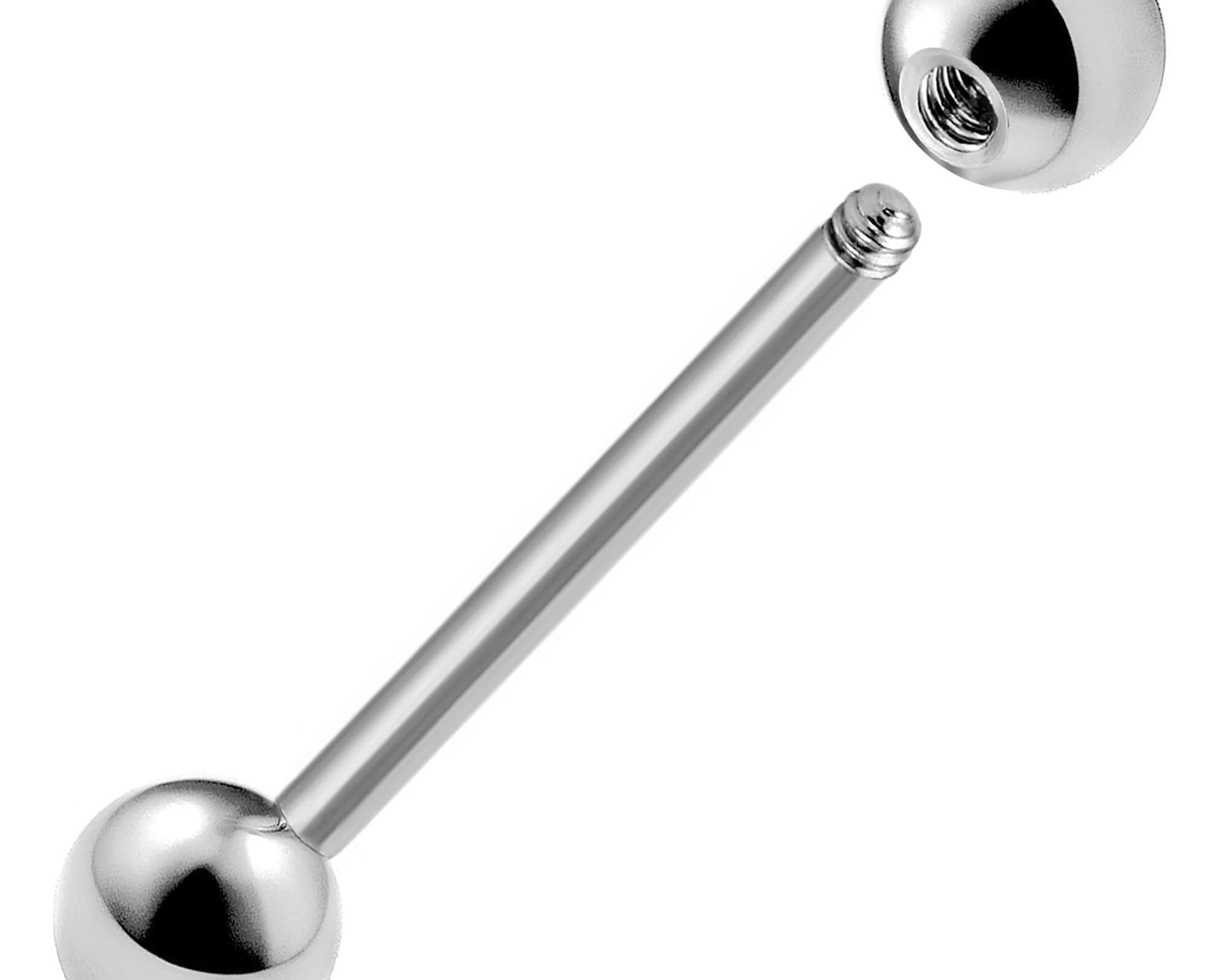 Titanium Tongue Bar, Barbell Stud Piercing - 20g 18g 16g 14g Externally Threaded - Body Piercing Also for Nose Bridge, Nipple Bar