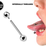 Titanium Tongue Barbell Stud Steel Piercing Jewelry - 16g 14g - Body Piercing Also for Nipple, Industrial Bar, Helix, Nose Bridge