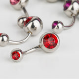 Titanium Belly Ring, Navel Ring - 14g Double Jeweled Belly Crystal Body Jewellery - Short and Long Belly Bars