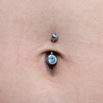 Titanium Internally Threaded Belly Bar, Belly Ring - 14g Double Jeweled Belly Crystal Body Jewellery Navel Piercing