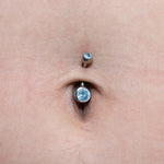 Titanium Belly Ring, Navel Ring - 14g Double Jeweled Belly Crystal Body Jewellery - Short and Long Belly Bars