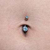 Titanium Belly Ring, Navel Ring - 14g Double Jeweled Belly Crystal Body Jewellery - Short and Long Belly Bars