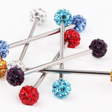 Titanium Nipple Barbell with Disco Ball Crystal, Nipple Jewelry Studs 16g 14g Nipple Piercing - Externally Threaded