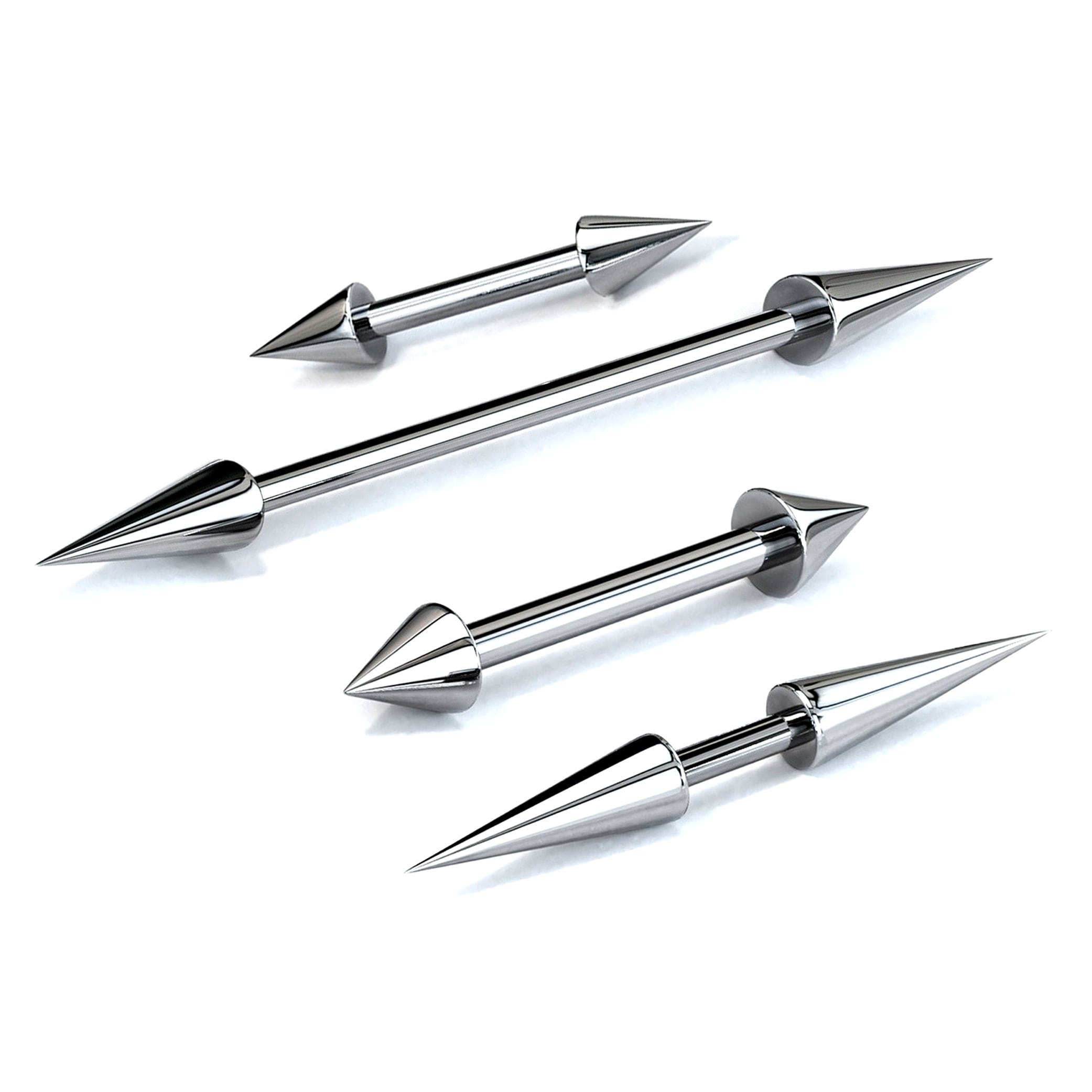 Cone / Spike Nose Bridge Barbell Piercing Studs 18g 16g 14g Titanium Straight Barbell Upper Nose Piercing - Choose Spike and Cone Size