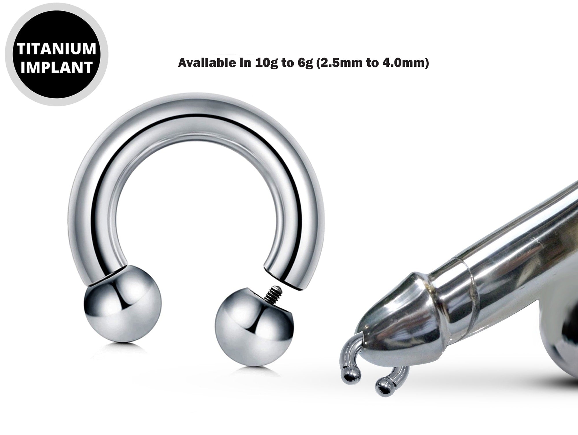 Titanium PA Ring, Horseshoe Prince Albert Piercing - 16g to 10g Genital Piercing Painful Pleasure Jewelry Also Piercing for Septum, Earlobe