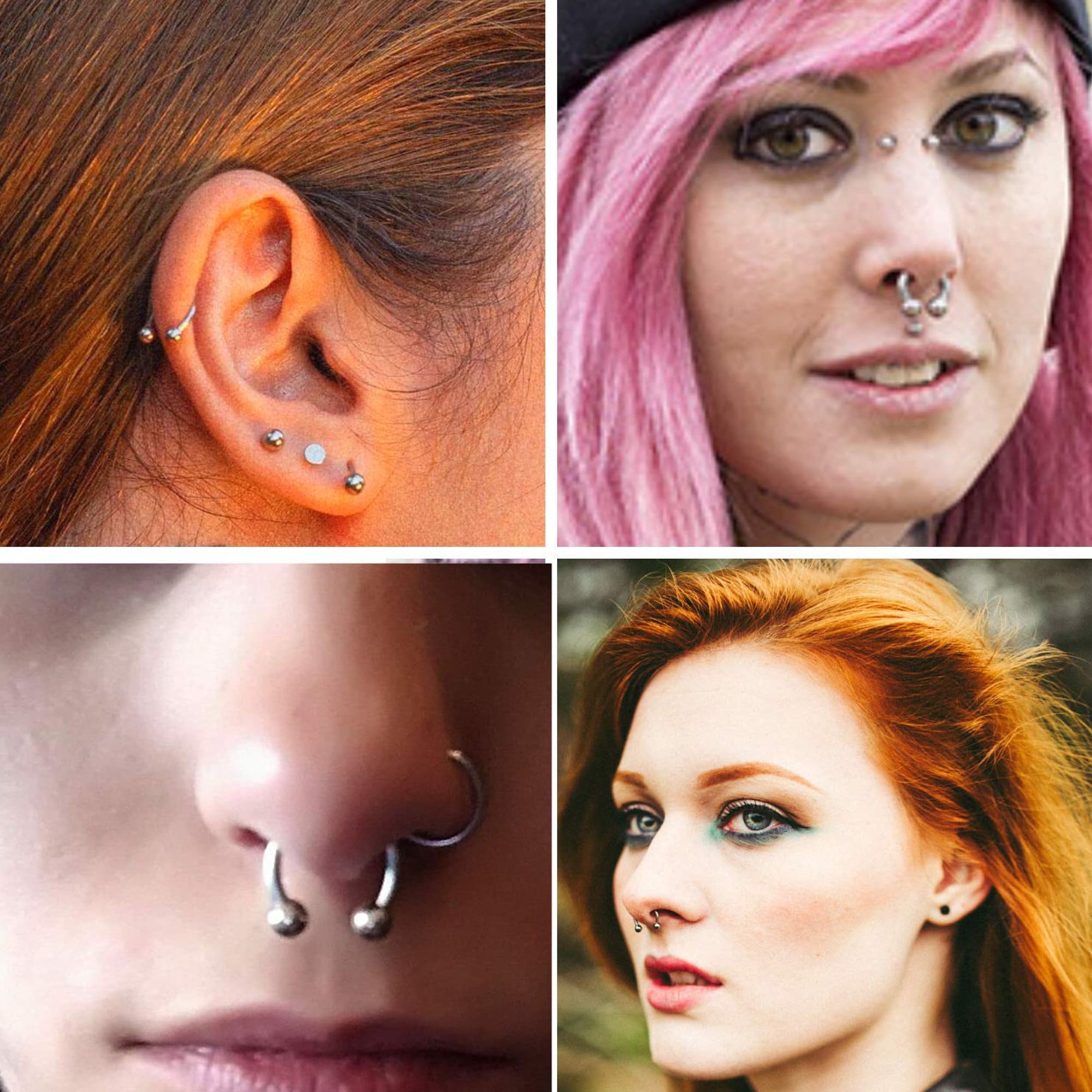 Titanium Horseshoe Ring Piercing 18g to 00g Gold Septum Jewelry Bull Piercing Also for Nipple, PA Ring, Lips - Internal or External Threaded