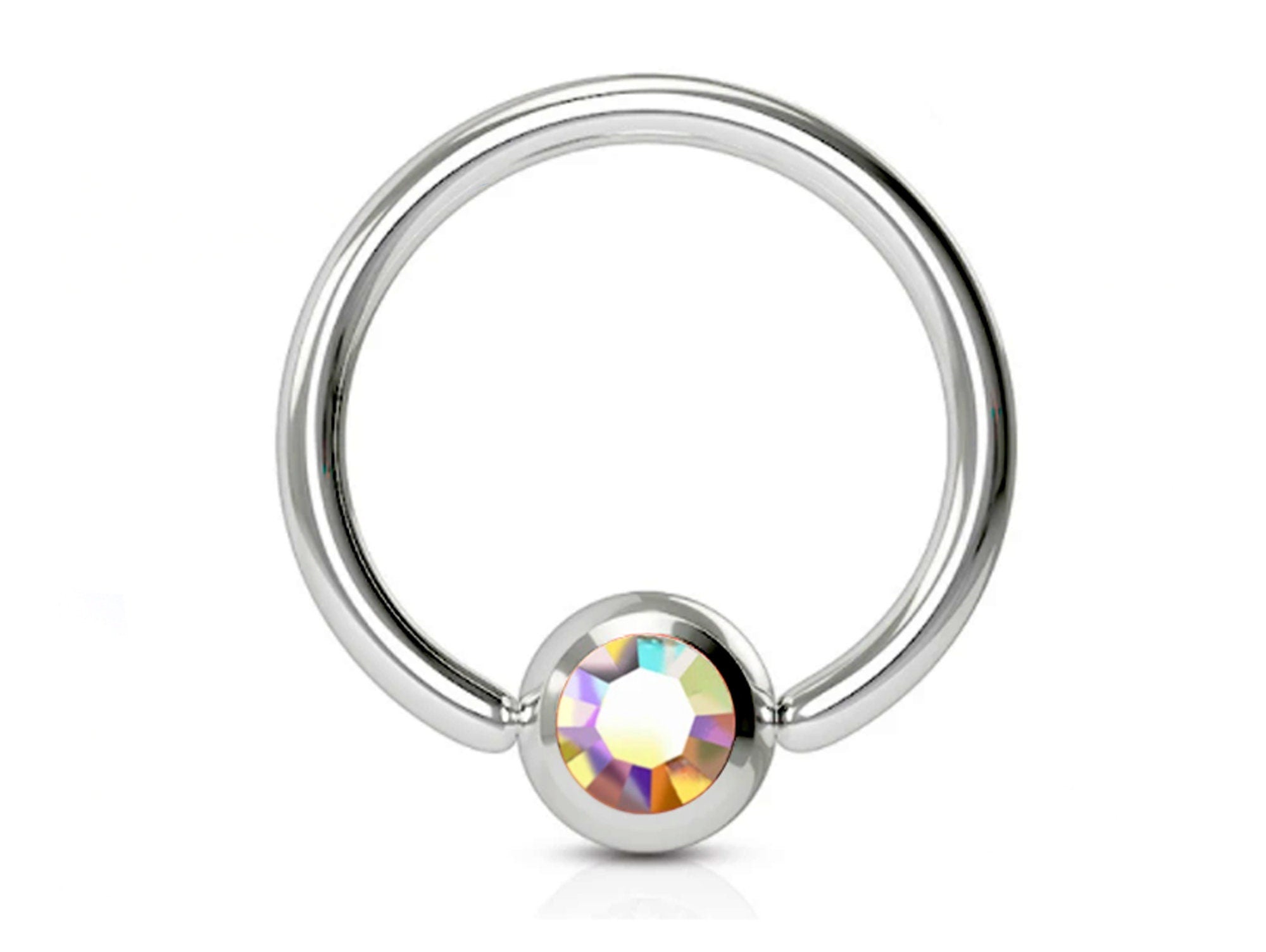 Titanium Captive Bead Hoop Nipple Piercing Jewelry with Gem Ball CZ Crystal - 18g 16g 14g Ball Hoop Nipple Ring, Nipple Shield