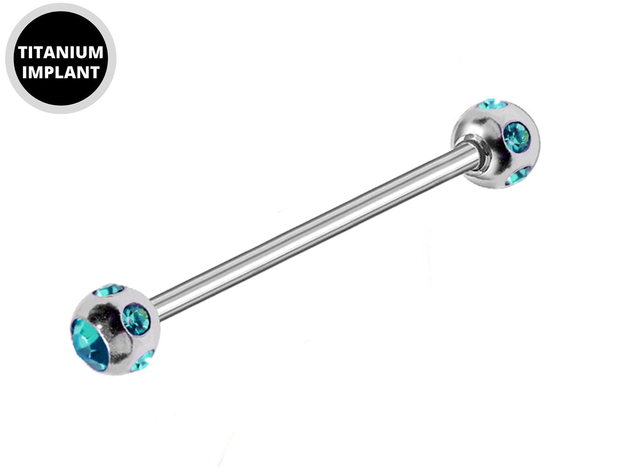 Titanium Industrial Barbell Piercing for Upper Cartilage Earrings with Multi Stone Crystal Ball - 16g 14g Long Barbell