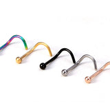 Titanium Indian Nose Studs Nostril Screw 20g 18g 16g Nose pin in many Colours - Vacuum Plated - Externally Threaded Ball