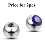 Piercing Ball Replacement Parts, Loose Ball - Titanium Threaded Gem Ball with CZ Crystals Attachment for 18g 16g 14g Barbells Body Piercing