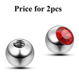 Piercing Ball Replacement Parts, Loose Ball - Titanium Threaded Gem Ball with CZ Crystals Attachment for 18g 16g 14g Barbells Body Piercing