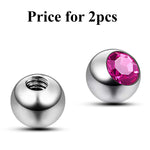 Piercing Ball Replacement Parts, Loose Ball - Titanium Threaded Gem Ball with CZ Crystals Attachment for 18g 16g 14g Barbells Body Piercing