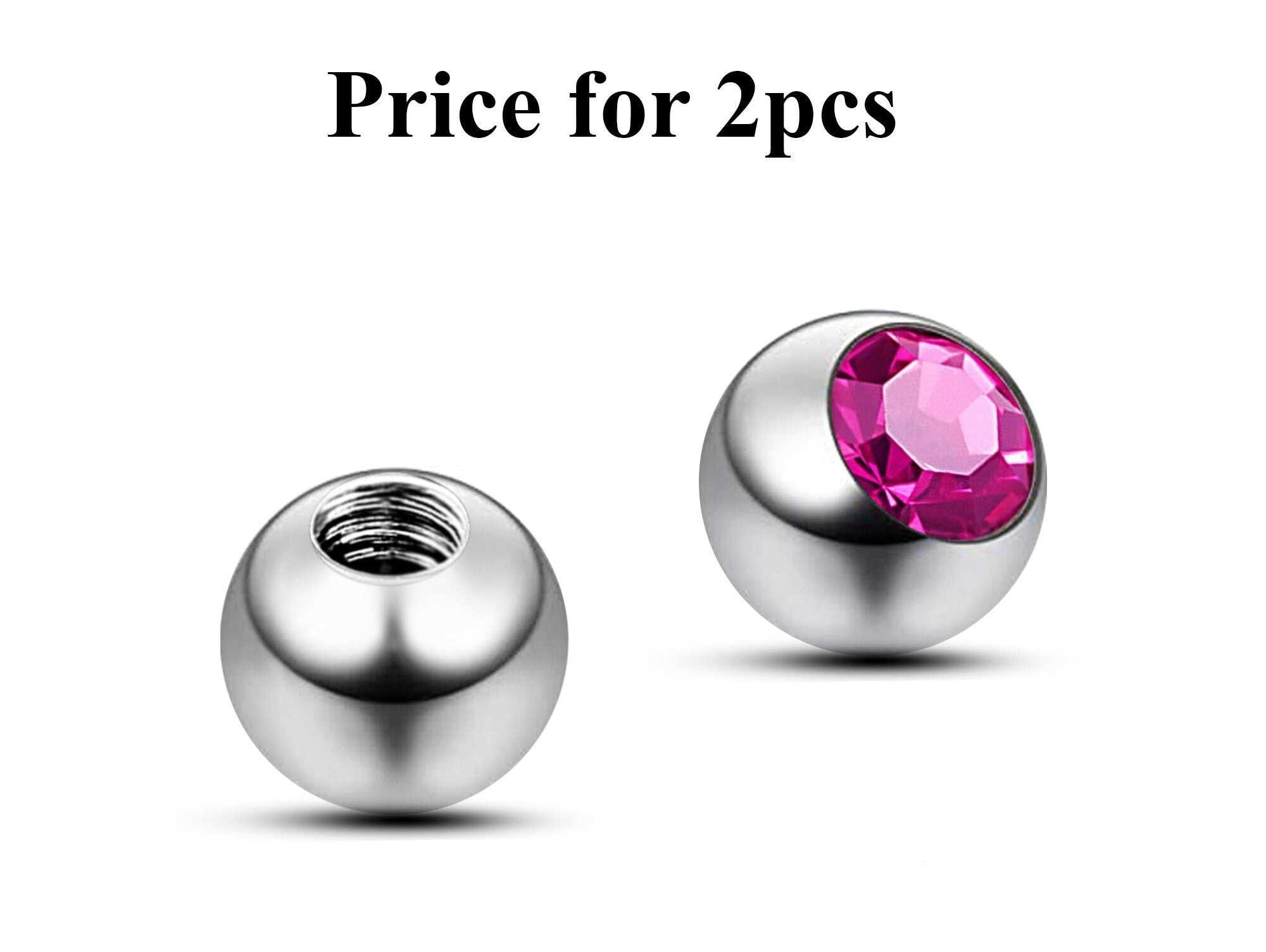 Piercing Ball Replacement Parts, Loose Ball - Titanium Threaded Gem Ball with CZ Crystals Attachment for 18g 16g 14g Barbells Body Piercing