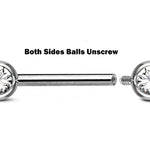 Titanium Nipple Barbell Front Gem, Nipple Jewelry Studs 16g 14g Nipple Piercing Internally Threaded