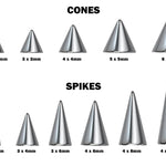 Piercing Spikes Replacement Loose Parts - Titanium Threaded Spike and Cones Attachment for 18g 16g 14g Barbells Body Piercing