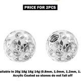 Piercing Ball Replacement Parts, Loose Ball - 2pcs Threaded Acrylic Coated Disco Ball Attachment for 18g 16g 14g Barbells Body Piercing