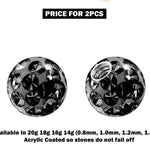 Piercing Ball Replacement Parts, Loose Ball - 2pcs Threaded Acrylic Coated Disco Ball Attachment for 18g 16g 14g Barbells Body Piercing