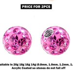 Piercing Ball Replacement Parts, Loose Ball - 2pcs Threaded Acrylic Coated Disco Ball Attachment for 18g 16g 14g Barbells Body Piercing