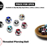 Piercing Ball Replacement Parts, Loose Ball - Titanium Threaded Multiple Stone Ball CZ Attachment for 18g 16g 14g Barbells Body Piercing