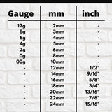 Natural Stone Plugs Earring - Stretching Gauges, Expander, Big Gauges - 1 Pair (2pcs) - Size 8G 6G 4G 2G 1G 0G 00G