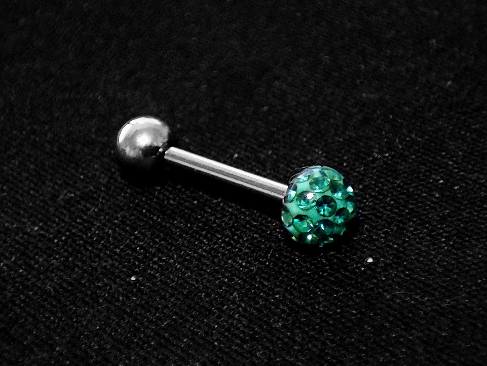 Titanium Tongue Bar, Barbell Stud Piercing with Epoxy Coating Disco Ball Crystals- Body Piercing Also for Nose Bridge, Nipple Bar