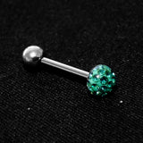 Titanium Tongue Bar, Barbell Stud Piercing with Epoxy Coating Disco Ball Crystals- Body Piercing Also for Nose Bridge, Nipple Bar