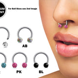 Titanium Horseshoe Ring Piercing 18g 16g 14g Septum Jewelry Bull Piercing with Disco Ball CZ Crystals - Also for Nipple, PA Ring and Lips