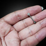 Titanium Tongue Piercing Bar, Barbell Stud with Disco Ball CZ Crystals - 18g 16g 14g Body Piercing Also for Nose Bridge, Nipple Bar