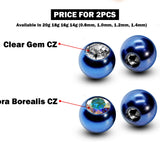 Titanium Coloured Plain Ball Replacement Parts - 2pcs Threaded Piercing Ball with CZ Gem - Attachment for 18g 16g 14g Barbells Body Piercing