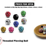 Piercing Ball Replacement Parts, Loose Ball - 2pcs Threaded Disco Ball with CZ Crystals Attachment for 18g 16g 14g Barbells Body Piercing