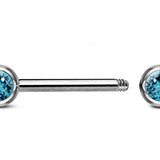 Titanium Nose Bridge Barbell Front Gem CZ Crystal, Barbell Studs 16g 14g Body Piercing Jewellery - Externally Threaded