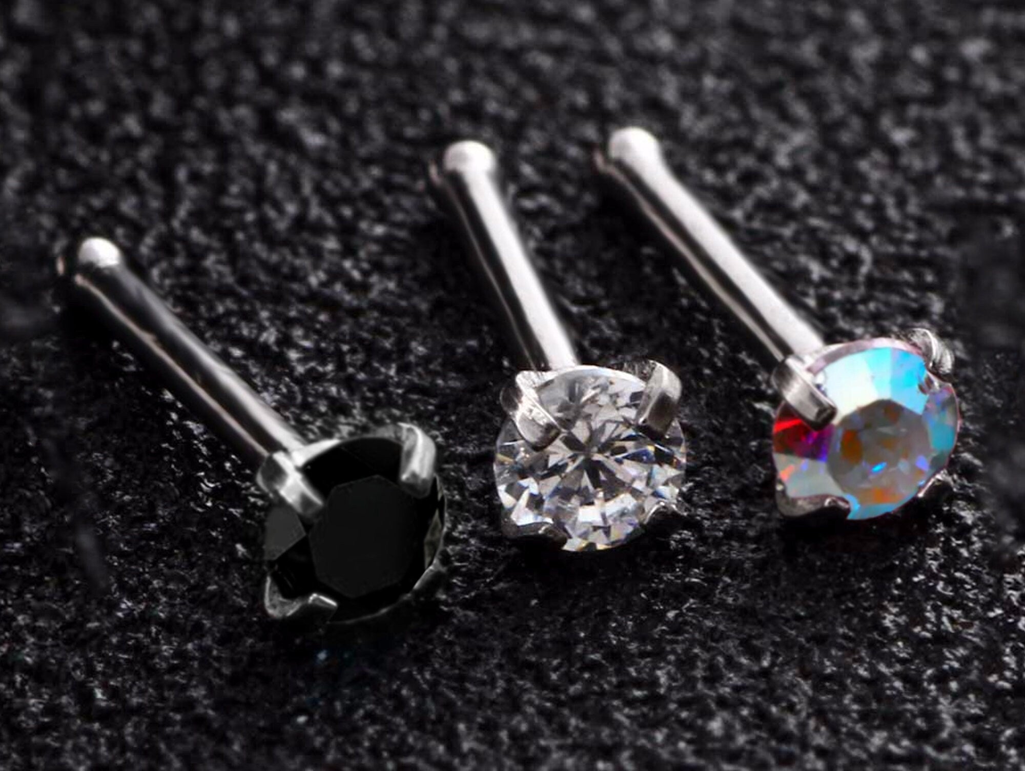 Titanium Prong Set Nose Studs, Nose Bone Stud 18g Nose Jewellery Nostril Jewellery Indian Nose Piercing