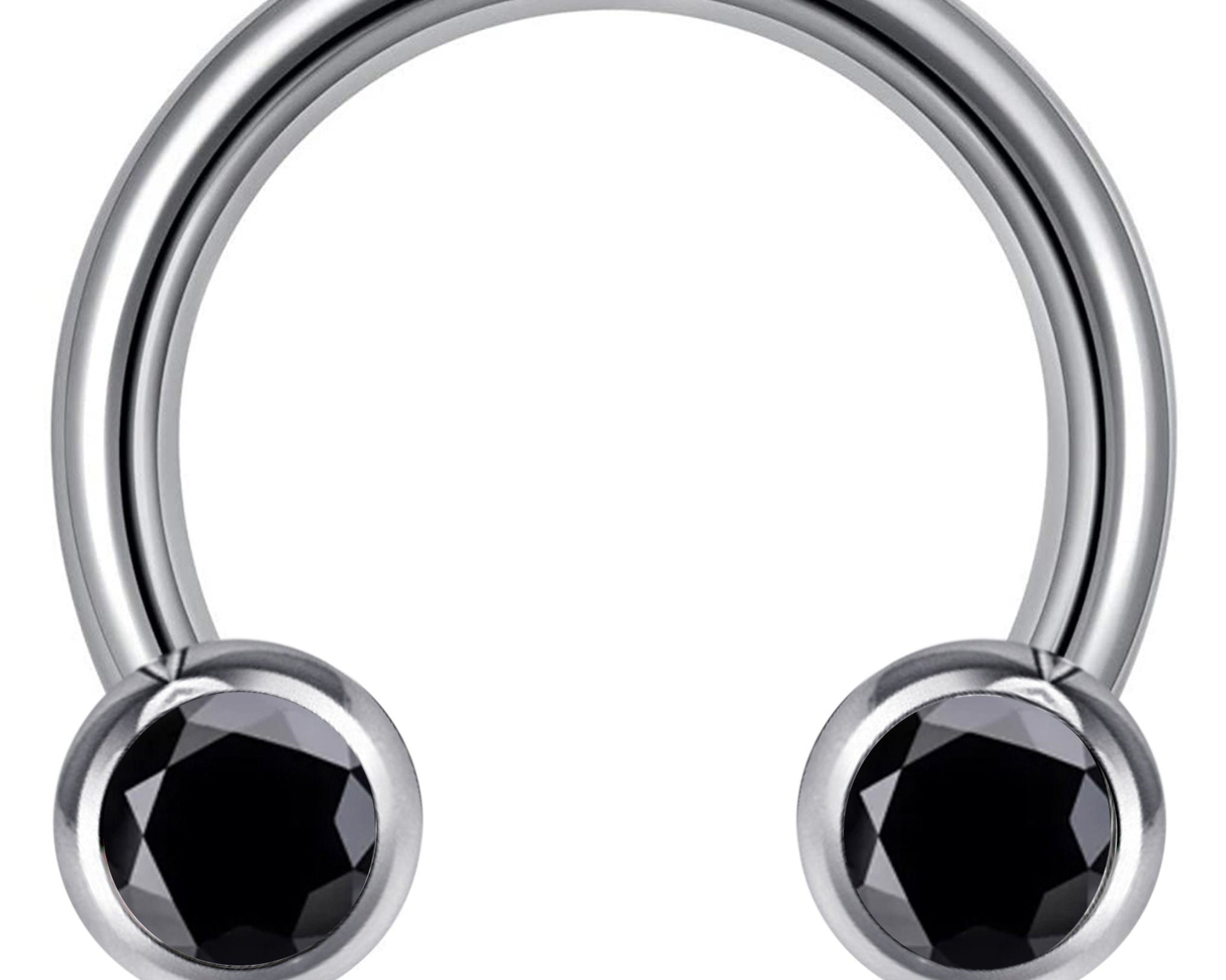 Titanium Horseshoe Front Facing Barbell Nose Septum - 16g 14g Externally Threaded Ring with CZ Crystals - Body Jewelry Lip Ring, Daith Ring