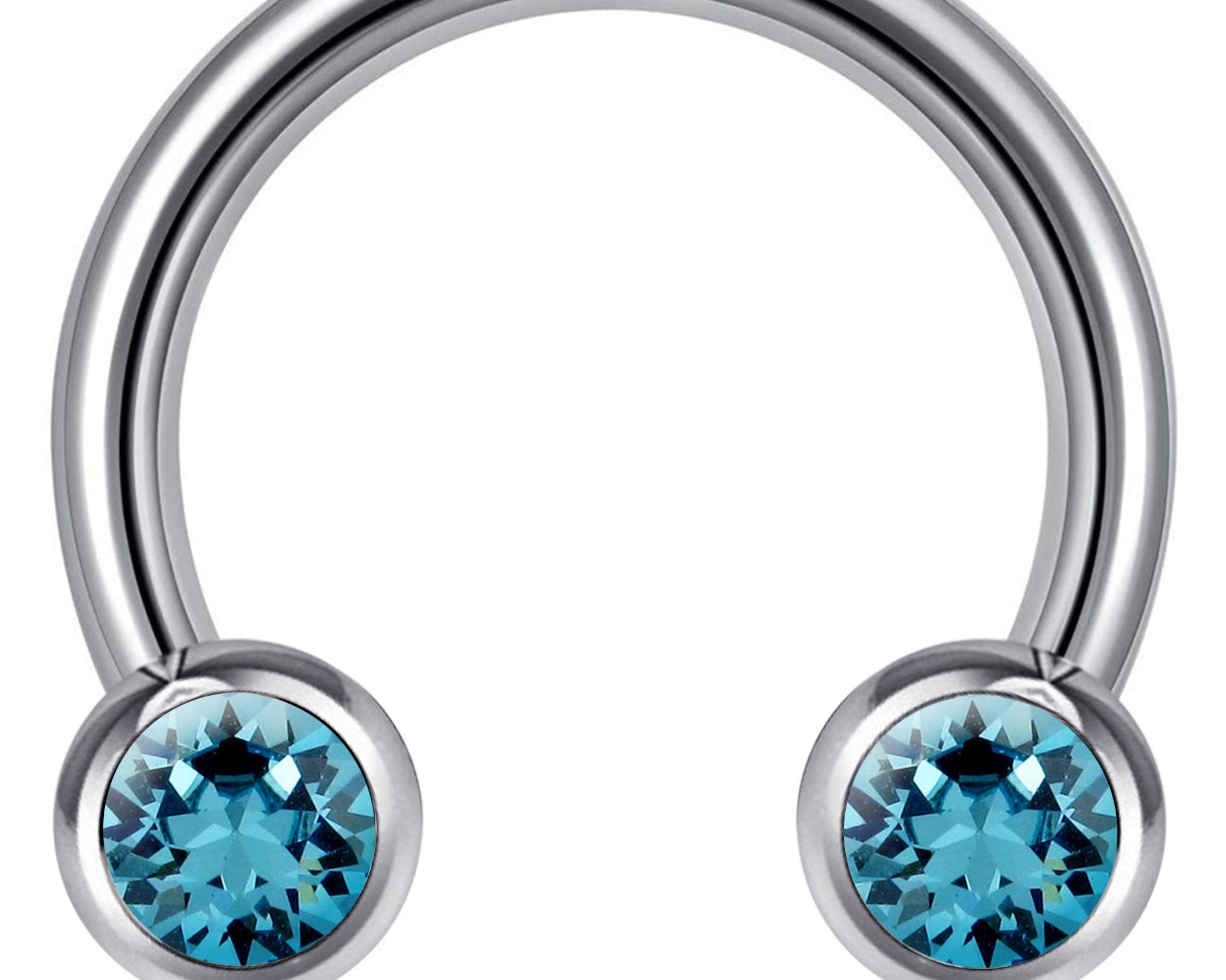 Titanium Horseshoe Front Facing Barbell Nose Septum - 16g 14g Externally Threaded Ring with CZ Crystals - Body Jewelry Lip Ring, Daith Ring