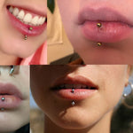 Titanium Vertical Labret Stud Lip Piercings - External / Internal 18g 16g 14g Curved Bar - Also Piercing Stud for Anti- Eyebrow, Rook Stud