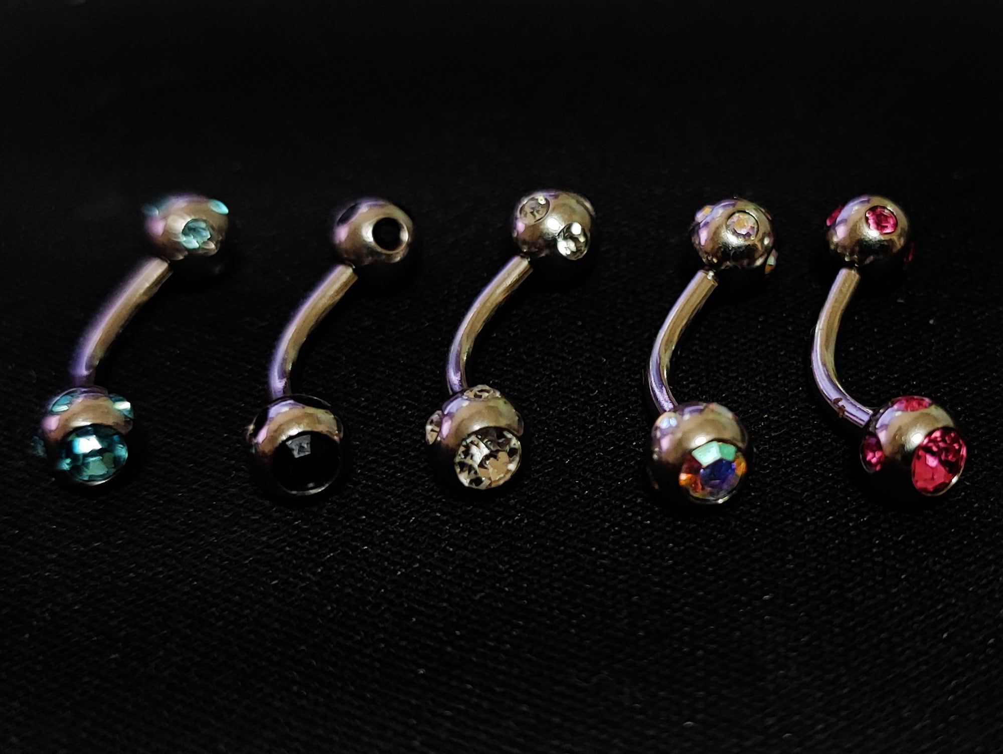 Titanium Rook Barbell Jewelry Earring with Multi Stone Crystal - 18g 16g 14g Curved Bar Body Piercing, Ear Piercing, Rook Earring