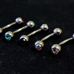 Titanium Eyebrow Stud, Eyebrow Jewelry with Gem Ball Crystal - 18g 16g 14g Curved Bar Body Piercing also for Ear Piercing, Lip Barbell